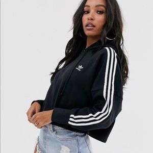 adidas Originals adicolor cropped hoodie in black